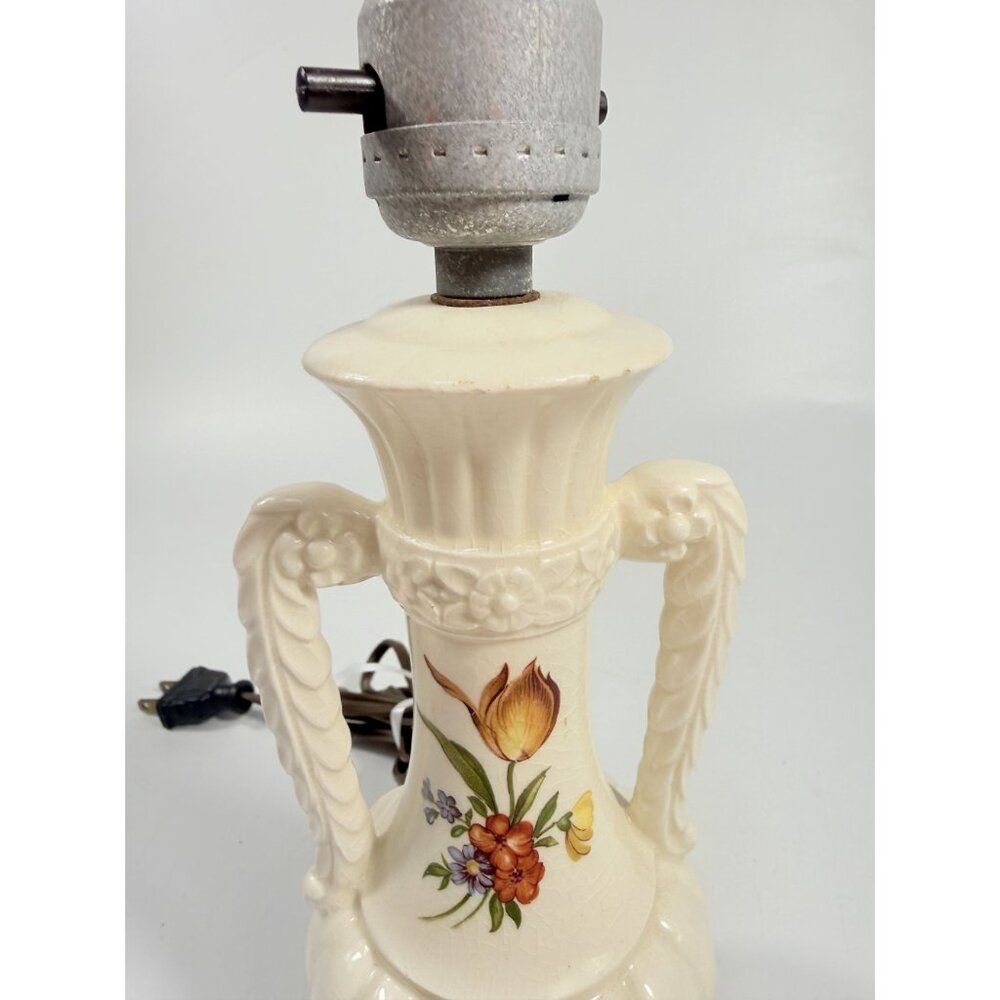 Table Lamp Ceramic Hand Painted Flowers Unique Vintage Cottage Core Victorian - Picture 3 of 16